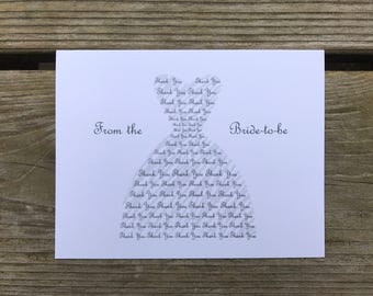 Bridal Shower Thank You Cards - Dress - Set of 10
