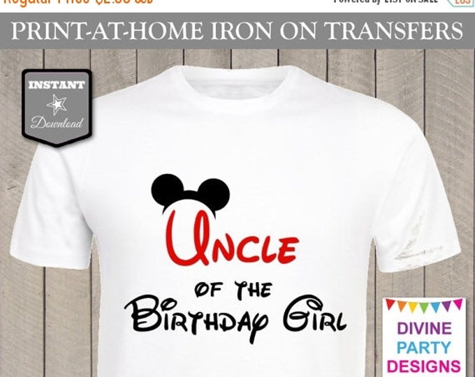 SALE INSTANT DOWNLOAD Print at Home Red Mouse Uncle of the Birthday Girl Iron On Transfer / Printable / T-shirt / Family / Trip / Item #2332
