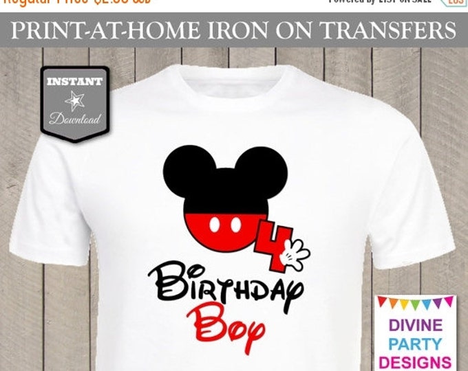SALE INSTANT DOWNLOAD Print at Home Mouse Birthday Boy Age 4 Iron On Transfer / Printable / Four / T-shirt / Party / Trip / Item #2475