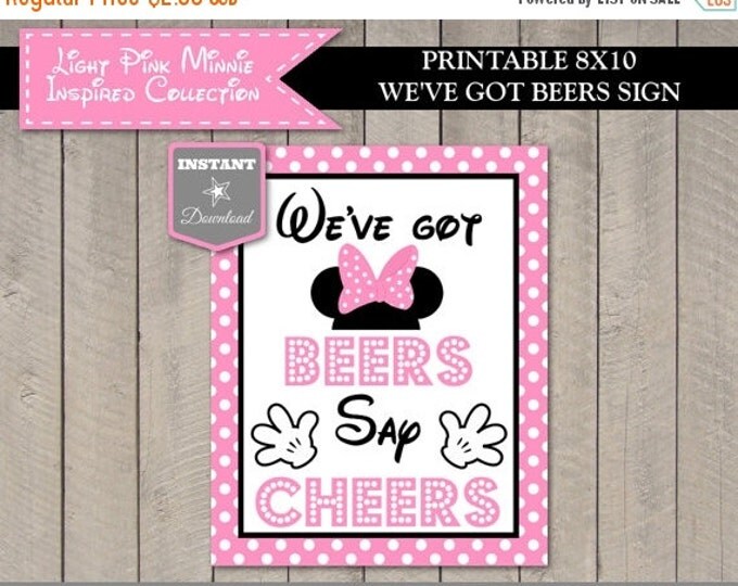 SALE INSTANT DOWNLOAD Light Pink Mouse Printable 8x10 We've Got Beers, Say Cheers Party Sign / Light Pink Mouse Collection / Item #1803