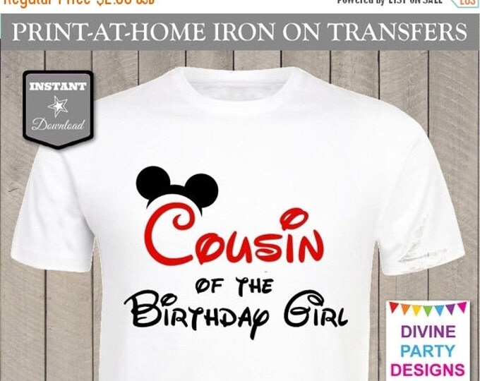 SALE INSTANT DOWNLOAD Print at Home Red Mouse Cousin of the Birthday Girl Iron On Transfer / Printable / T-shirt / Family / Party / Item #24