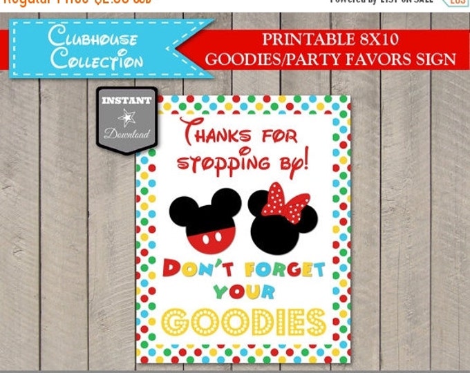 SALE INSTANT DOWNLOAD Mouse Clubhouse 8x10 Goodies Printable Party Sign / Favors / Clubhouse Collection / Item #1620