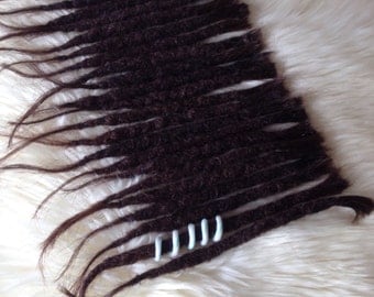 23 natural dreadlock extensions Human hair - Darkbrown black mix - Incl dreadbead. Crochet knotty