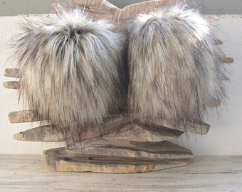 2 Fur Pom Pom . Detachable Faux Fur pom pom, Extra large size with extra long Fur pile. Handmade in Poland