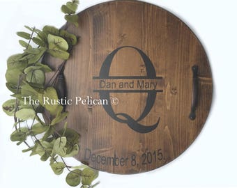 Personalized Wine Barrel, Lazy Susan, Wooden Wine Barrel, Hand Painted, Wedding Gift, Rustic decor, Bar, wine Cellar, Wooden Wall Plaque