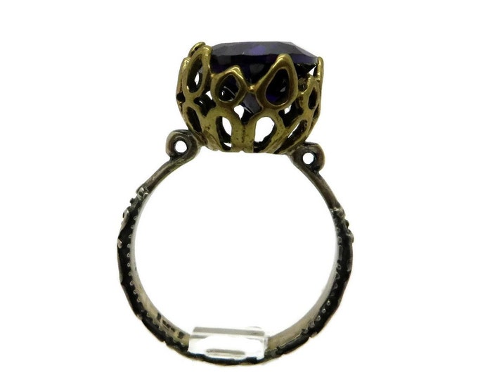 Vintage Purple Topaz Two Tone Sterling Silver Ring