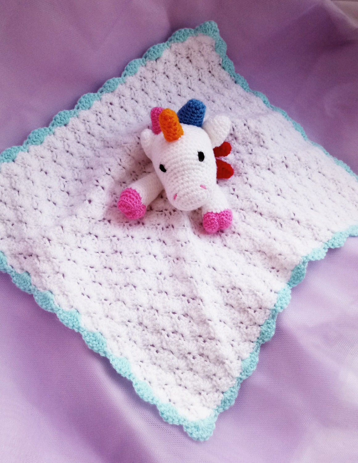 Unicorn baby comfort blanket / new baby gift / cuddly toy/