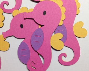 Seahorse Paper Die Cuts ~ Under the Sea Party Decorations, Mermaid Party Ideas, Ocean Animals, Ocean Friends, Cute Seahorse Party Decor