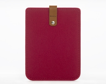 Kindle Cover - Kindle Sleeve - Kindle Paperwhite Case - Felt and Leather Case - Amazon Kindle Case - Kindle Reader Case - Red Kindle Sleeve