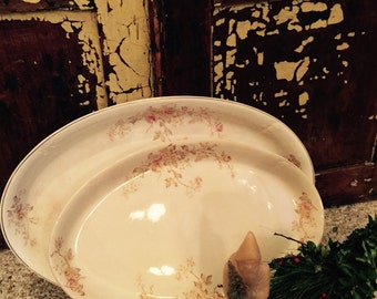 Antique// Porcelaine Platters// Knowles Taylor Knowles// Set OF 2// Tea Stained// Gorgeous OLD Pair!