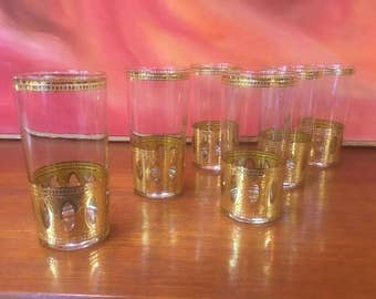 Set Of 6 22K Culver Highball Glasses. FREE SHIPPING!!