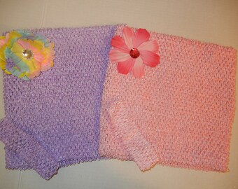 CHOICE of COLORS-All New! 12" LINED Crocheted tutu tops, matching headbands and flower clips! Just add the tulle! Fit sizes 6 to adult!