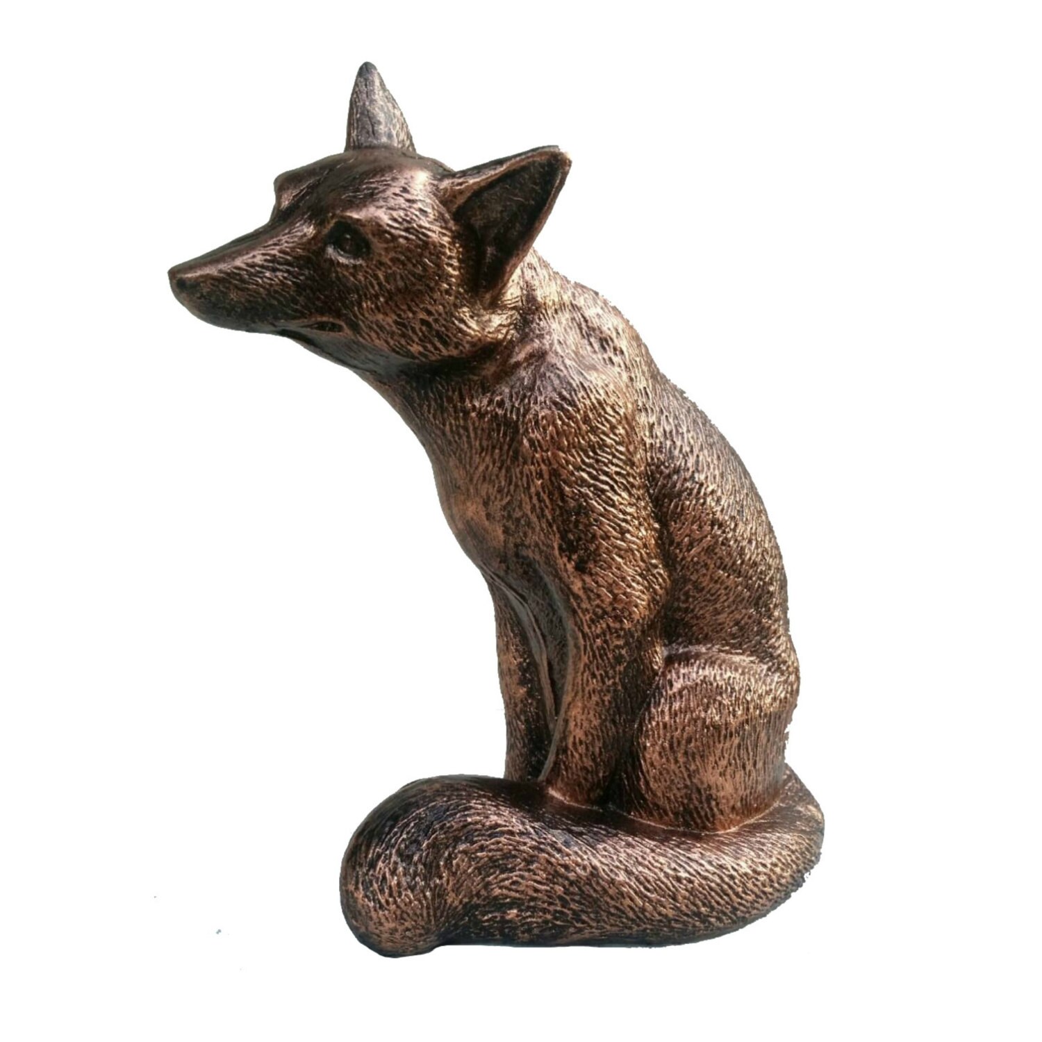 Bronze Fox Statue Eclectic Sculpture Hand Painted Kitsch