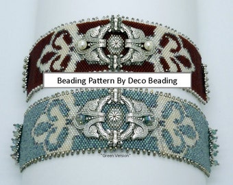 Beading PATTERN. DIGITAL DOWNLOAD. Odd Count Peyote Pattern. Small Peyote Bracelet Pattern. "Scarlett's" Embellished bracelet. DecoBeading .