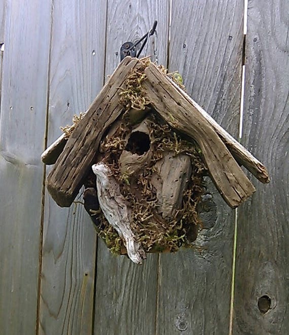 Birdhouse Driftwood Garden Decor Outdoor Unique Natural Wood