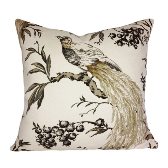 Duralee Winter Bird Tree Pillow Cover Throw Pillow Both