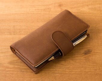 Caramel brown Hobonichi Weeks cover, Notebook wallet, Travelers notebook, Fauxdori cover, Vegan Midori, Planner cover, Hobonichi planner
