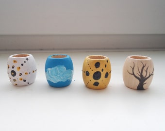 Hand Painted Wooden Dreadlock Beads