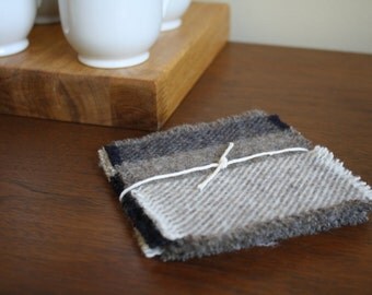 Cream + Tan Pendleton Wool Coasters - Set of 4