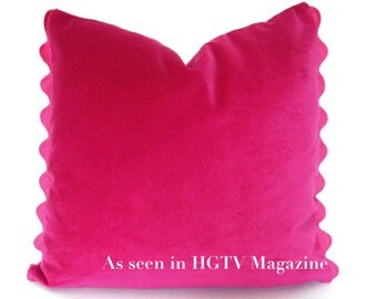 Pink Velvet Pillow Cover with Ric Rac Trim