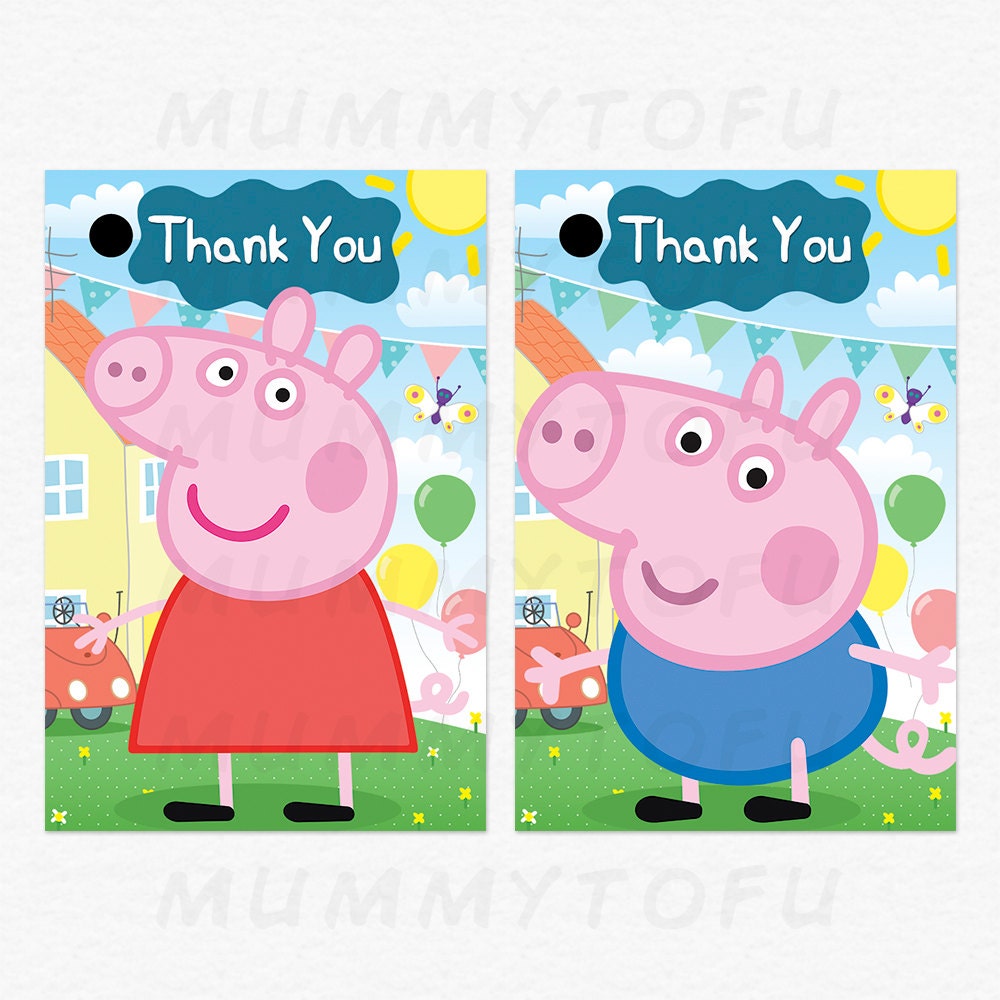 Peppa Pig Birthday Party Thank You Favor Tags Peppa