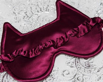 Reddish purple sleep mask, Satin sleep mask, Travel sleeping mask, Cat sleep mask, Elegant sleeping mask, Luxury sleeping mask,Sleeping mask