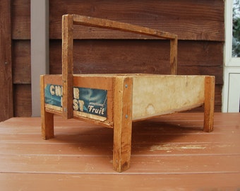 Wooden Picking Caddy Box, Vintage Berry Picking Basket, Harvest Tray, Wenatchee Fruit Box, Berry Basket, Chere Best Apples