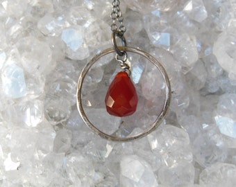 Sterling SIlver Oxidized Carnelian Briolette Necklace