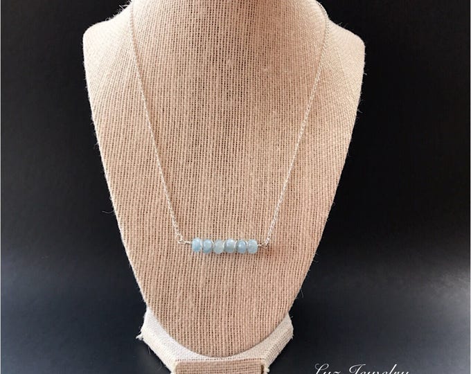 Aquamarine Pendant, Aquamarine Silver Necklace, Aquamarine Bar Necklace, Aquamarine Necklace, Aquamarine Jewelry Raw aquamarine