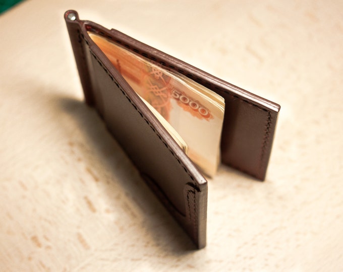 Campari Money Clip Leather/Small leather wallet/Leather Wallet/Momey clip wallet/Leather Card holder/Men's Leather Wallet