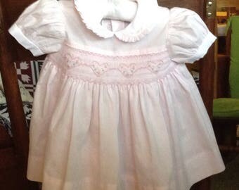Baby Pink Smocked Dress with Hearts