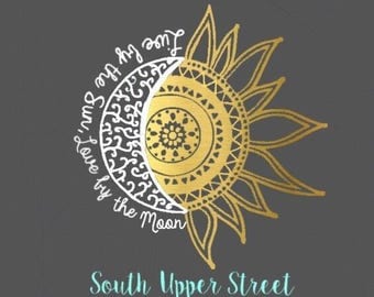 Moon and Sun Decal #2 | Moon and Sun Decal | Live by the sun | Love by the moon Decal | Car decal | Yeti tumbler decal