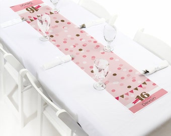 Sweet 16 Birthday - Petite Table Runner - Custom Birthday Party Decorations - Personalized Party Supplies
