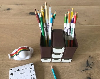 Vintage Modern Brown Plastic Desk Organizer