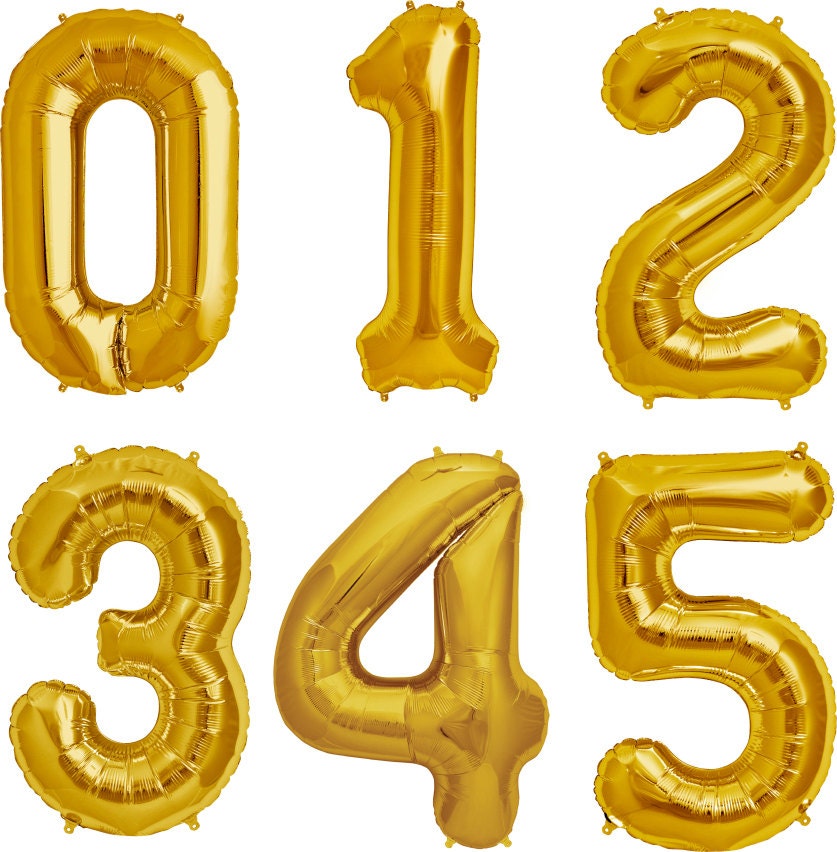 34 gold foil mylar number balloons