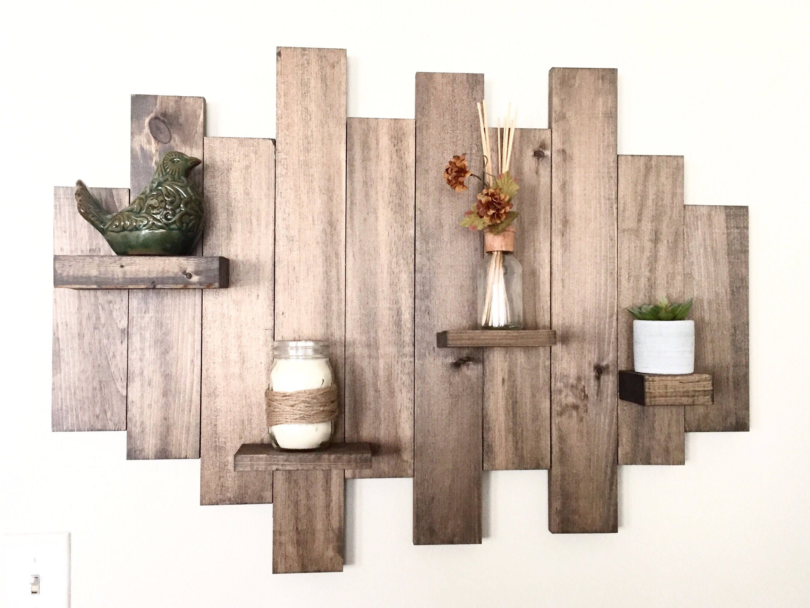 Wood wall shelf floating shelf pallet shelf wood wall art