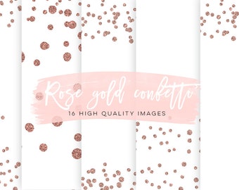 Rose Gold Confetti Overlays, Rose Gold Scrapbook Paper, Gold Paper, Rose Gold Glitter Confetti, Rose Gold Party Backgrounds, Best Selling