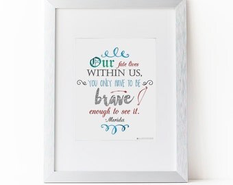 Disney Princess Wall Art | Merida| Brave Birthday |Disney Brave Printable Art | Disney Home Decor |Instant Download | Disney Brave Printable