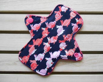 Reusable Mini Panty Liner Pink Bunny Print Cotton Bamboo Fleece Cloth Sanitary Pad