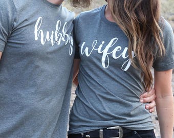 Honeymoon Shirts / Wifey Shirt / Hubby Shirt / Couples Shirts / Mrs Shirt / Mr and Mrs Shirts / Mr and Mrs Shirt Set / Wifey Hubby Shirts