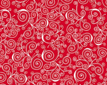 Red Scroll Valentine Fabric