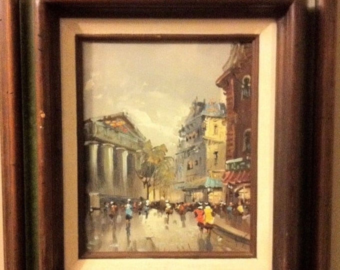 Storewide 25% Off SALE Original Antonio DeVity Vintage Oil on Canvas Painting Depicting an Italian City - Street Scene Framed and Mated by F