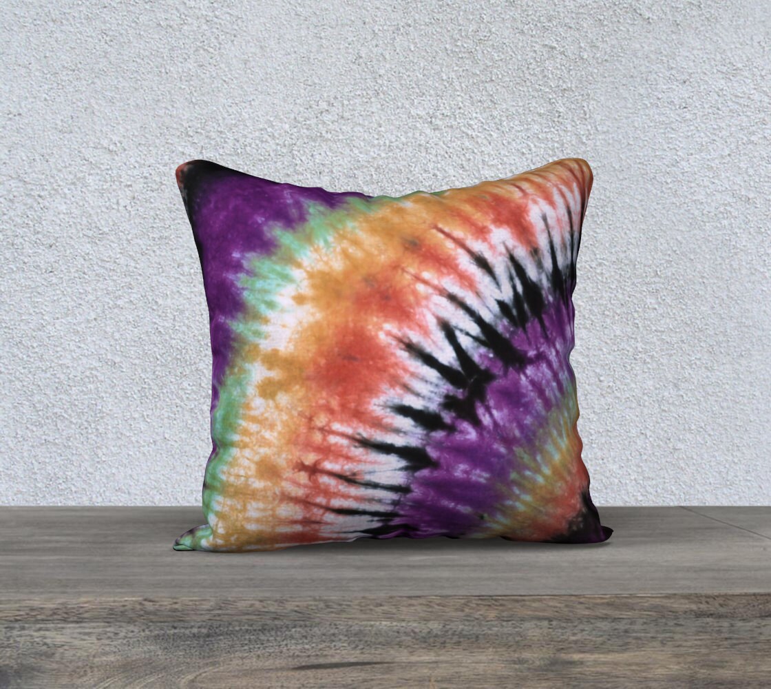 Outdoor Tie Dye Throw Pillow Purple Black Orange