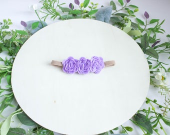 Felt Flower Crown-Three Felt Flowers, Felt Flower Headband