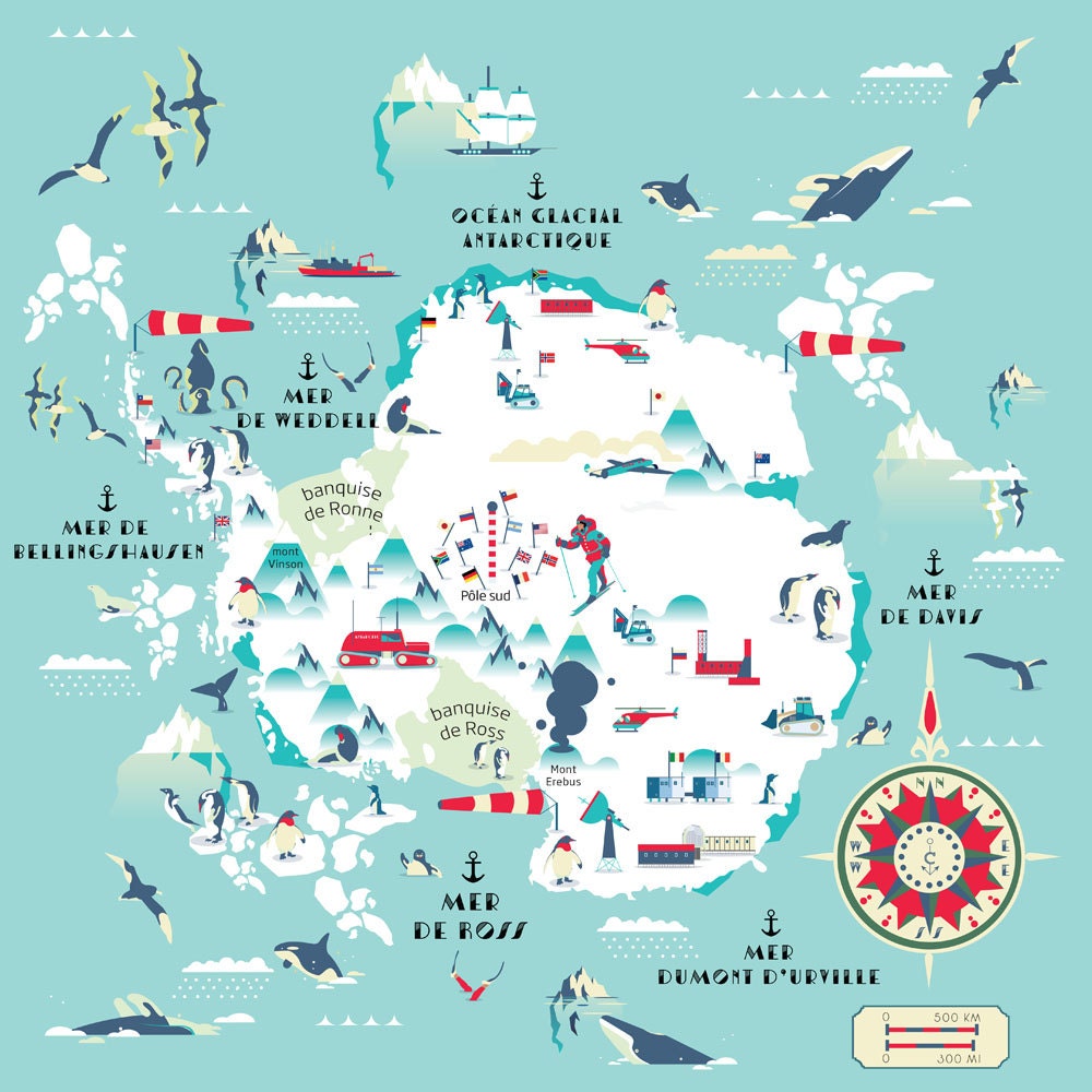 Cartograf.fr : Les cartes des continents : L'Antarctique