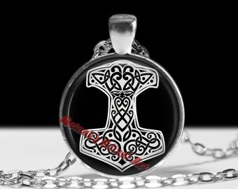 Thor hammer pendant Nordic necklace Scandinavian jewelry Antique style #463
