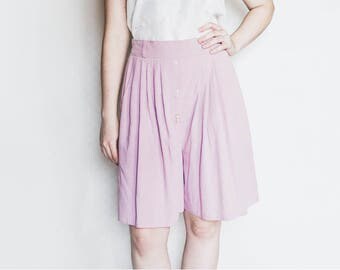 80s Pastel Pink Shorts, Vintage Skort, Vintage Shorts, Pink Midi Shorts, High Waist Shorts, Loose Shorts, Wide Leg Shorts, Knee Length