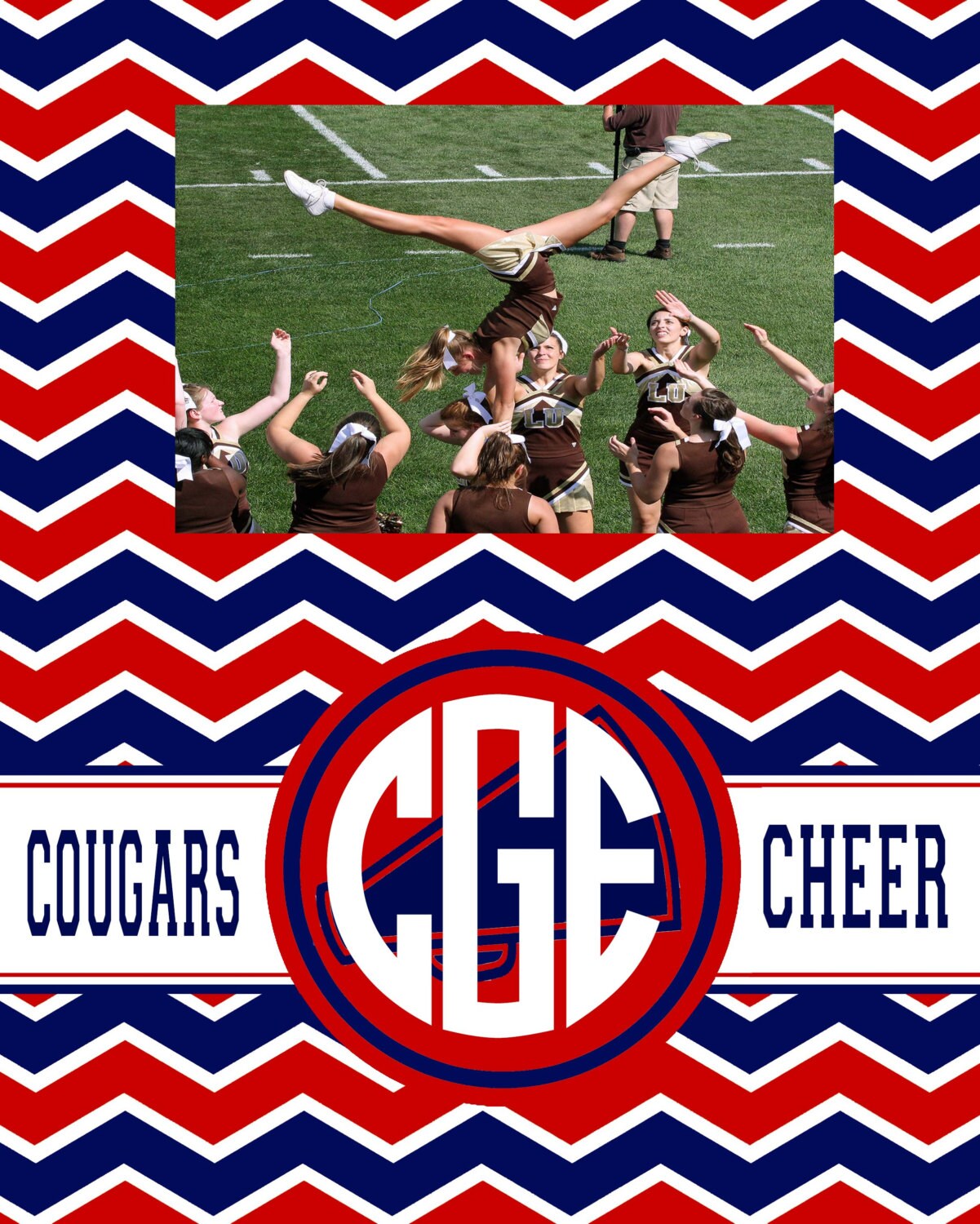 Cheerleading Chevron Frame. Monogrammed Cheer by BrantPointPrep