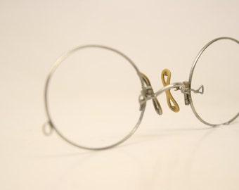 Antique Silver Hard Bridge Pince Nez Eyeglasses