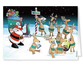 18 Funny Christmas Cards & Envelopes - Technology Distraction - 20053b